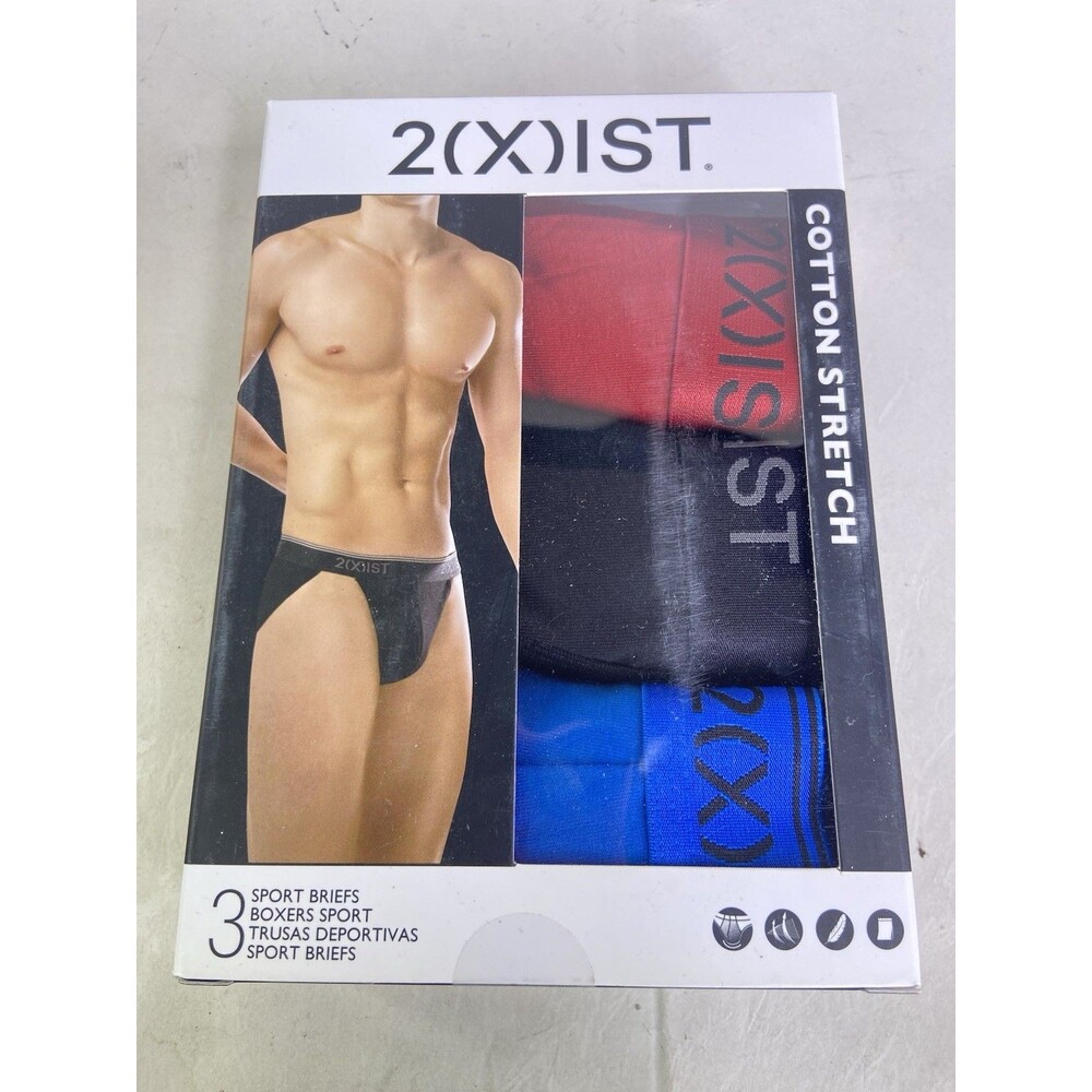 2xist Essential Cotton Stretch 3 Pack Sport Briefs Underwear Mens Size S